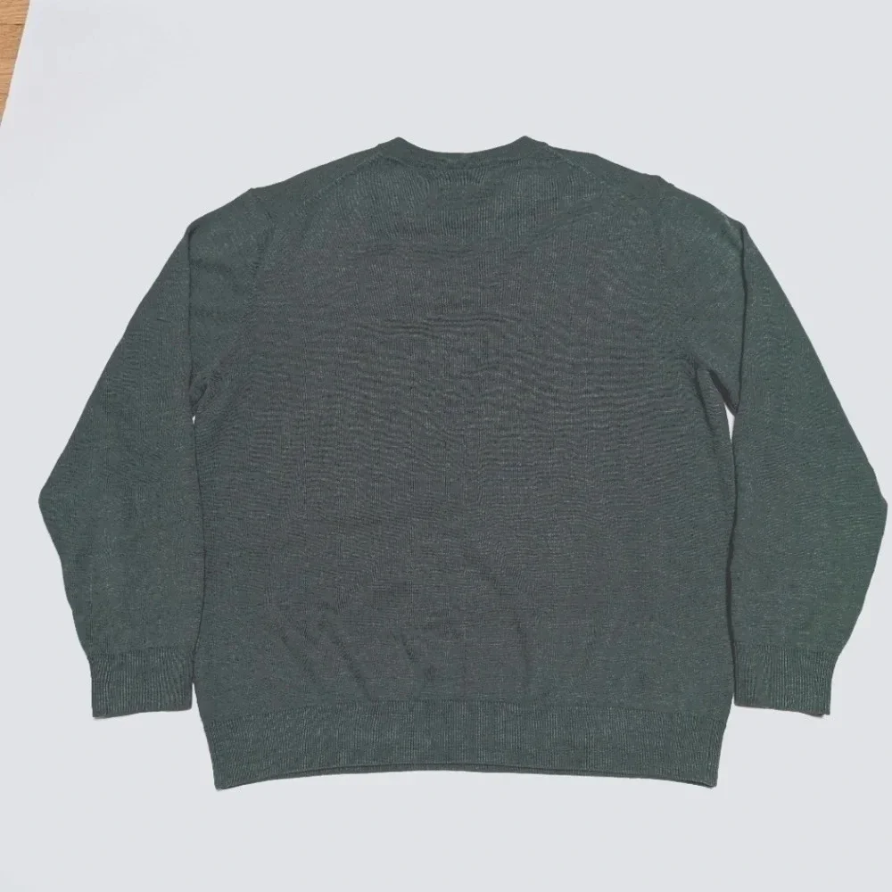 Turnbury Heather Green Large 100% Extra Fine Merino Wool Crewneck Large